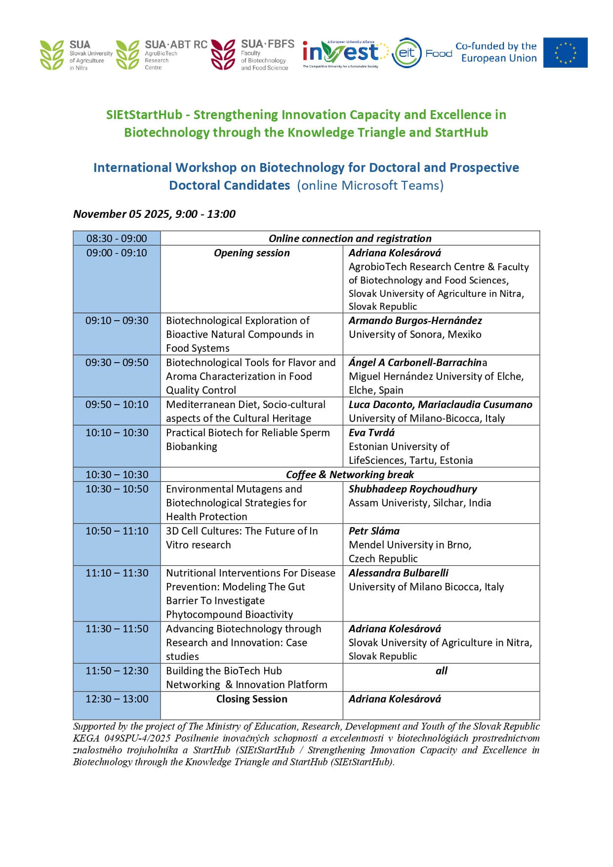 SIEtStartHub Workshop on Biotechnology page 0001 SIEtStartHub Workshop on Biotechnology page 0001